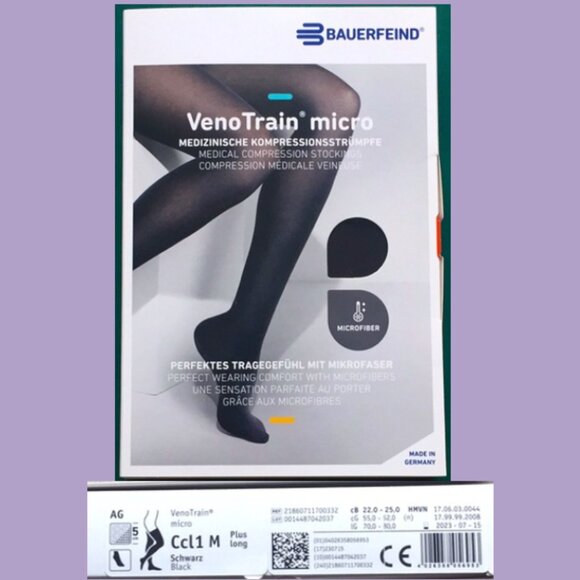 Bauerfeind VenoTrain Micro Compression Stockings (Black) - Picture 1 of 16